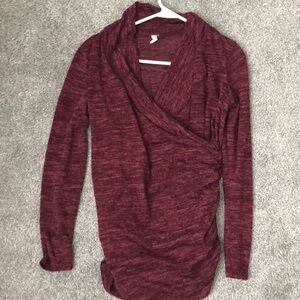 Soft Heathered Draped Wrap Maternity/Nursing Top